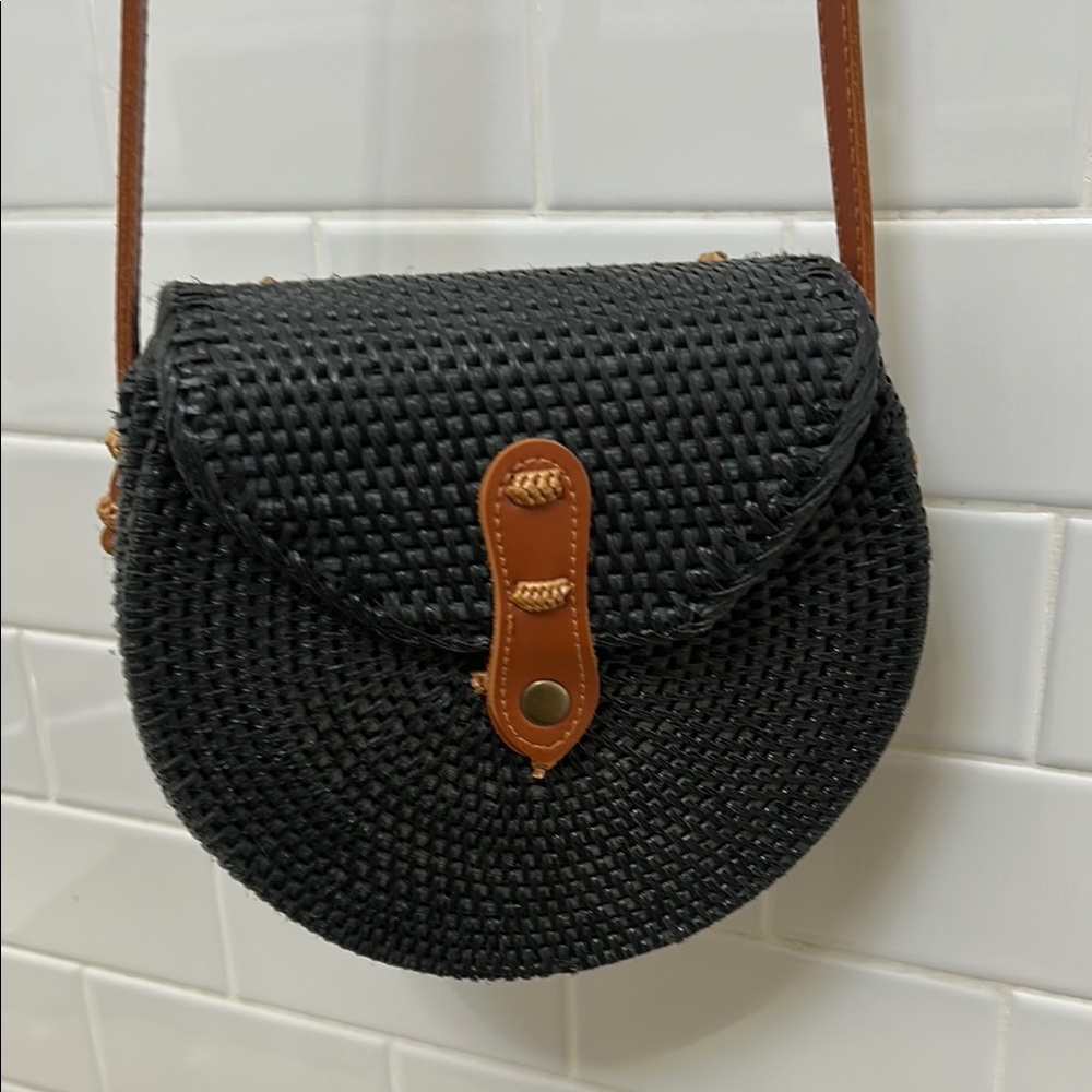 Black Woven Crossbody Bag